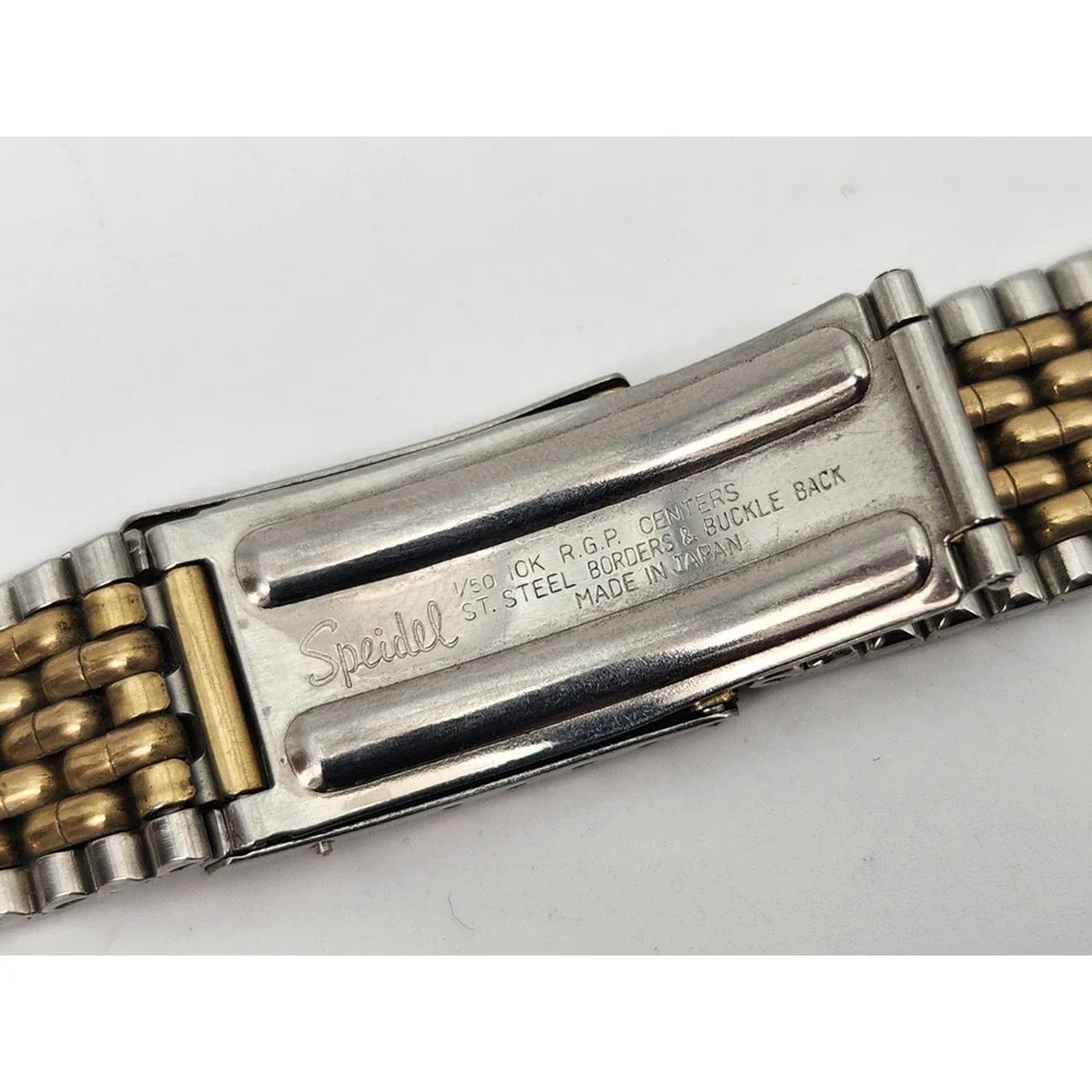 Vtg Spidel Beads of Rice Two Tone 10k RGP Stainless Steel Watch Bracelet 19 mm